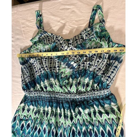 Faded Glory Womens Maxi Dress Blue Green SZ 3X Mermaid Beach Cruise Vacation - Picture 7 of 7